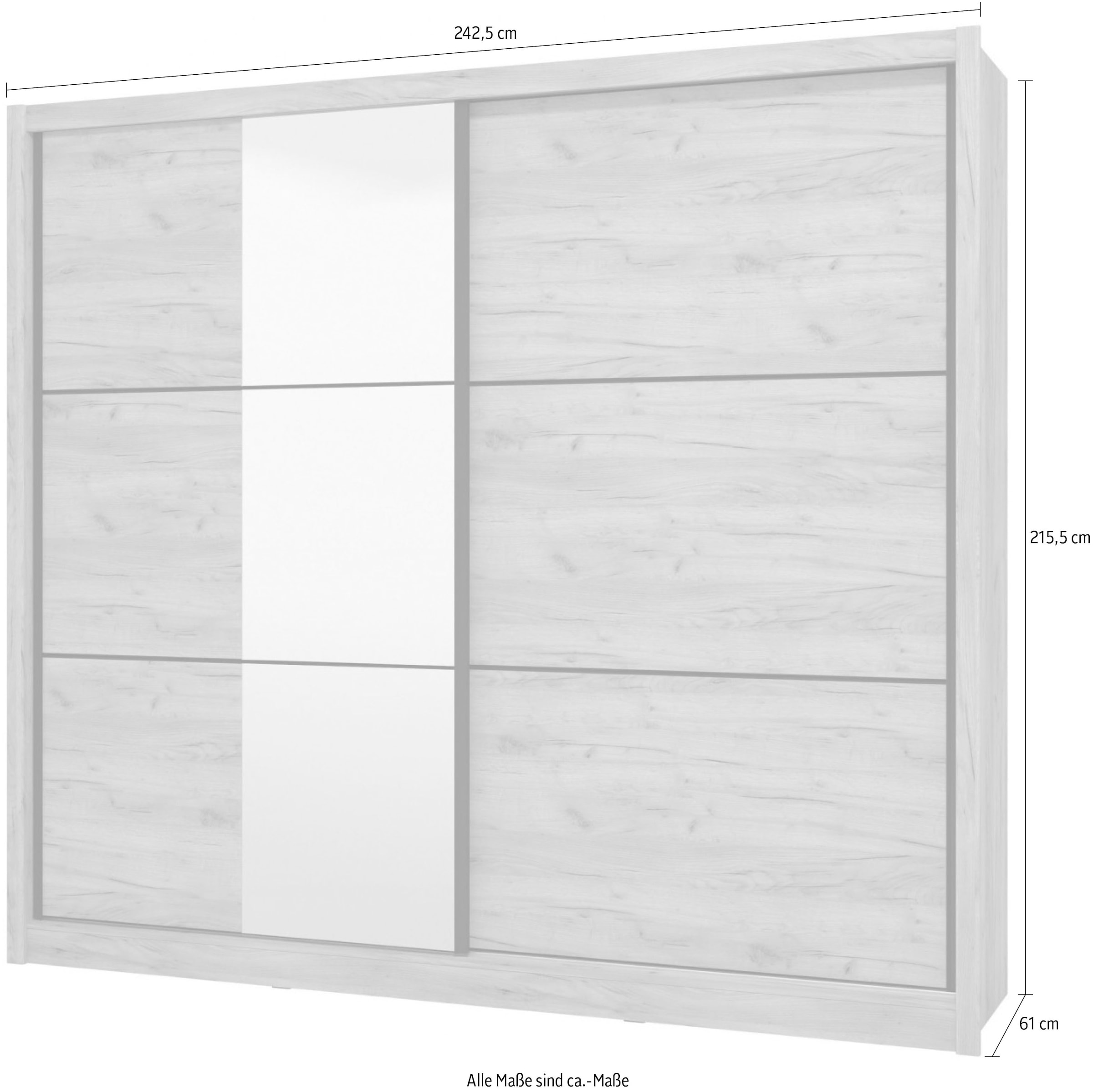 INOSIGN Schwebetürenschrank »Navara Kleiderschrank mit Spiegel Wäscheschrank Garderobe« Kleiderschrank mit Spiegel, FSC®-zertifiziert, 242,5x215,5x61cm