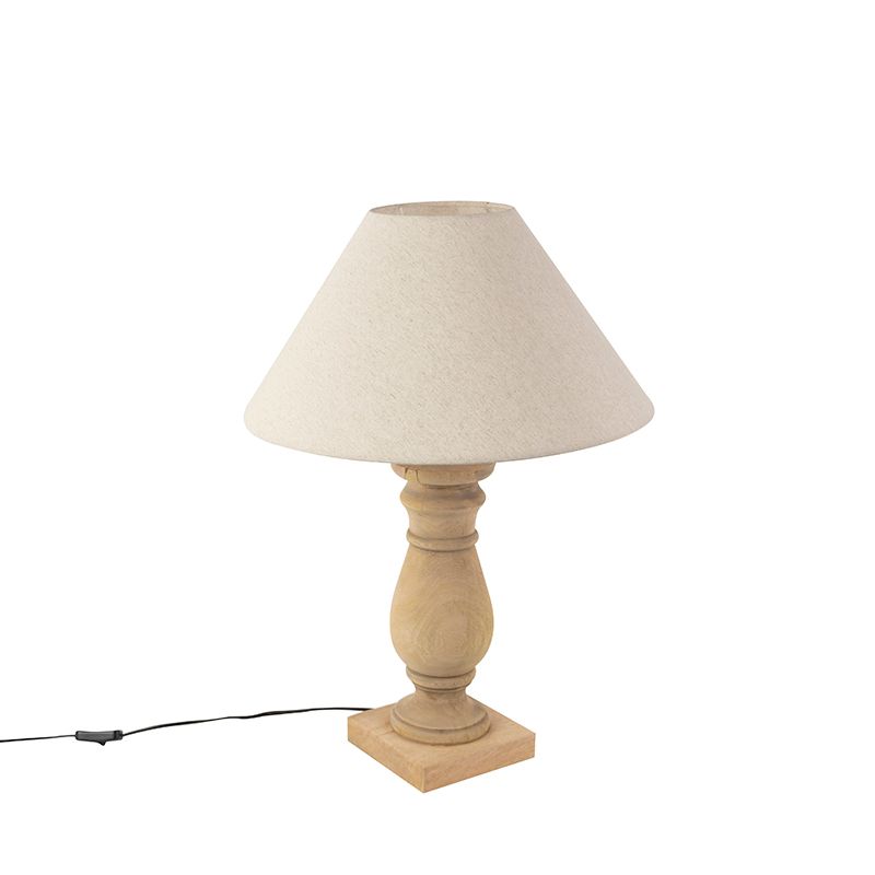 Landelijke tafellamp met linnen kap beige 50 cm - Catnip