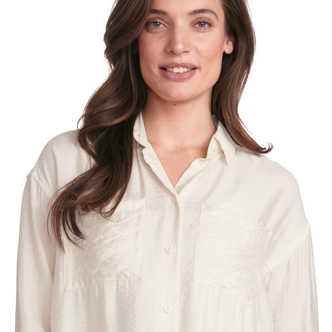 Gina Collection Damen Longbluse mit Kentkragen weiss