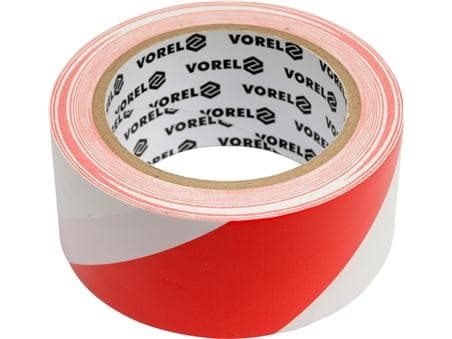 Vorel Advarselstape hvit og rød 48mm x 33m 75230
