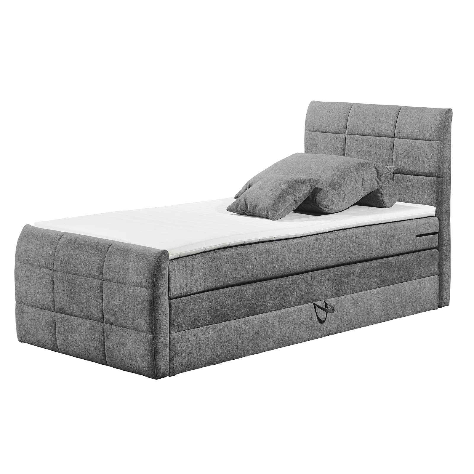 Boxspringbett - dunkelgrau - H2 - 100x200 cm