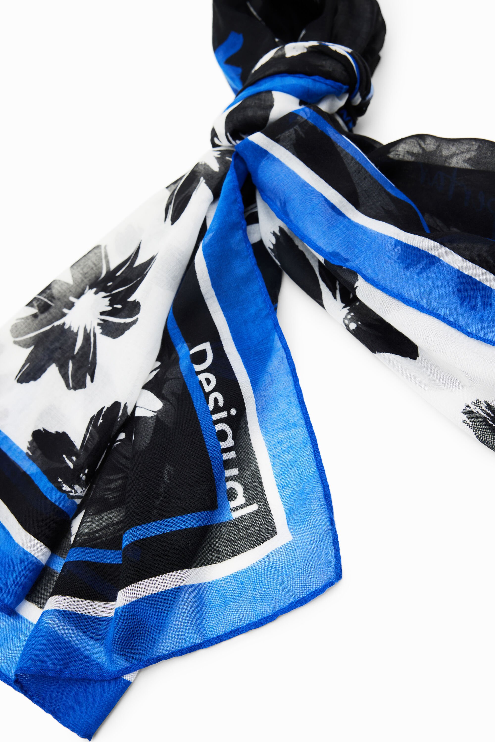 Foulard rectangulaire fleurs arty