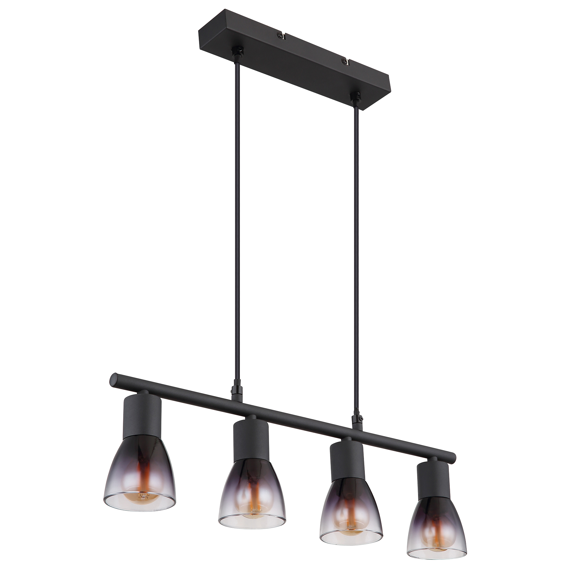 Pendelleuchte - schwarz matt - 4-flammig - 120 cm