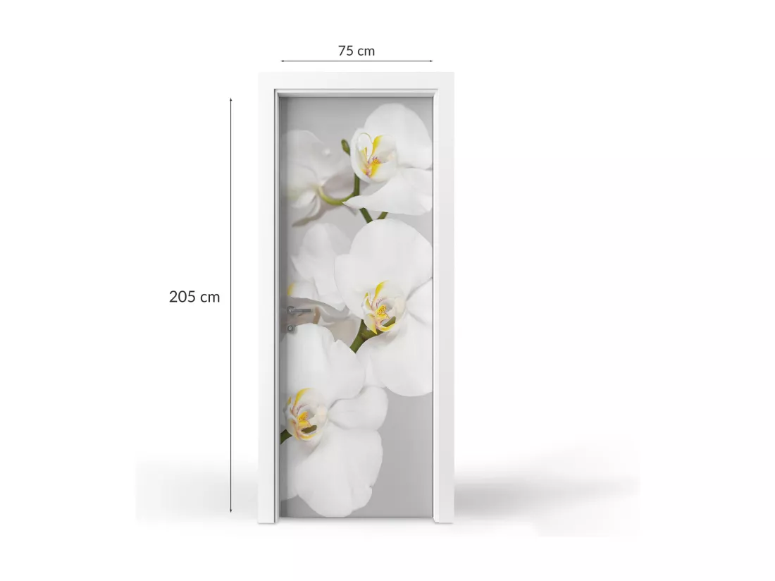 Stickers de porte autocollants - Orchidées blanches 75x205 cm