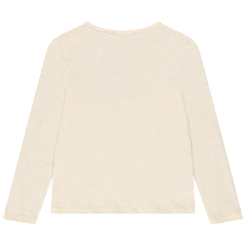 T-shirt manches longues print fantaisie pour fille - Ecru