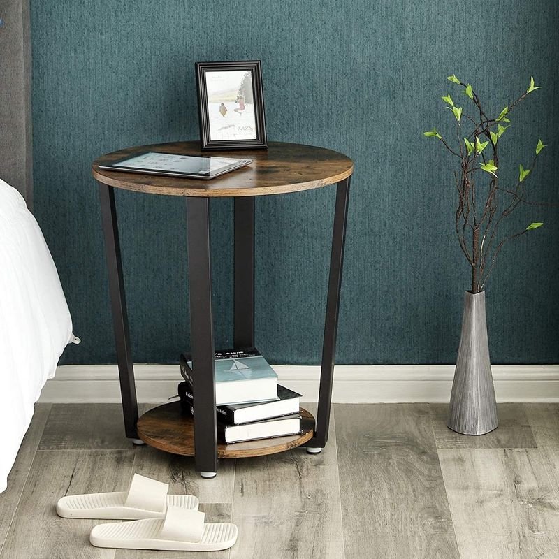 Bijzettafel Firas - Bruin/Zwart - Rond - Ø50 cm
