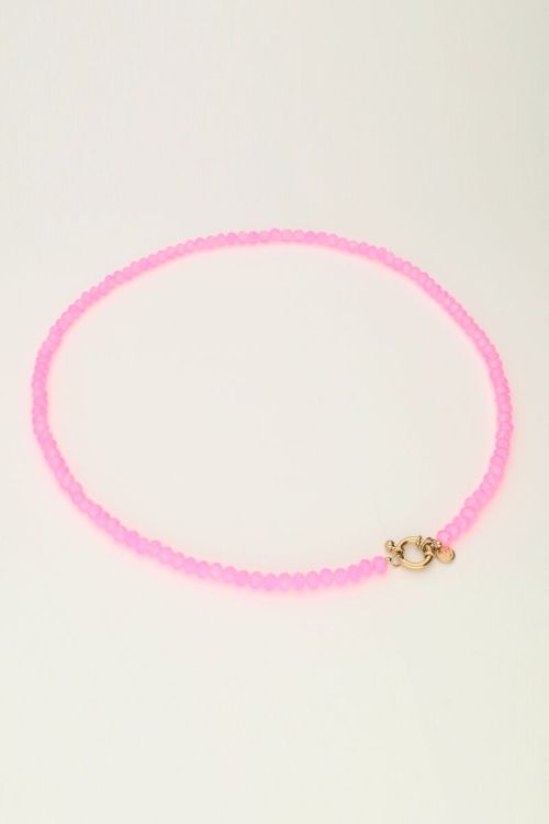 Roze kralenketting met slotje