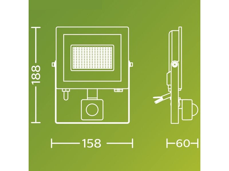 Philips Lois Flutlicht UE 14W 5000K IR IP65 anthrazit 14 W Hocheffizienter Scheinwerfer mit Bewegungssensor