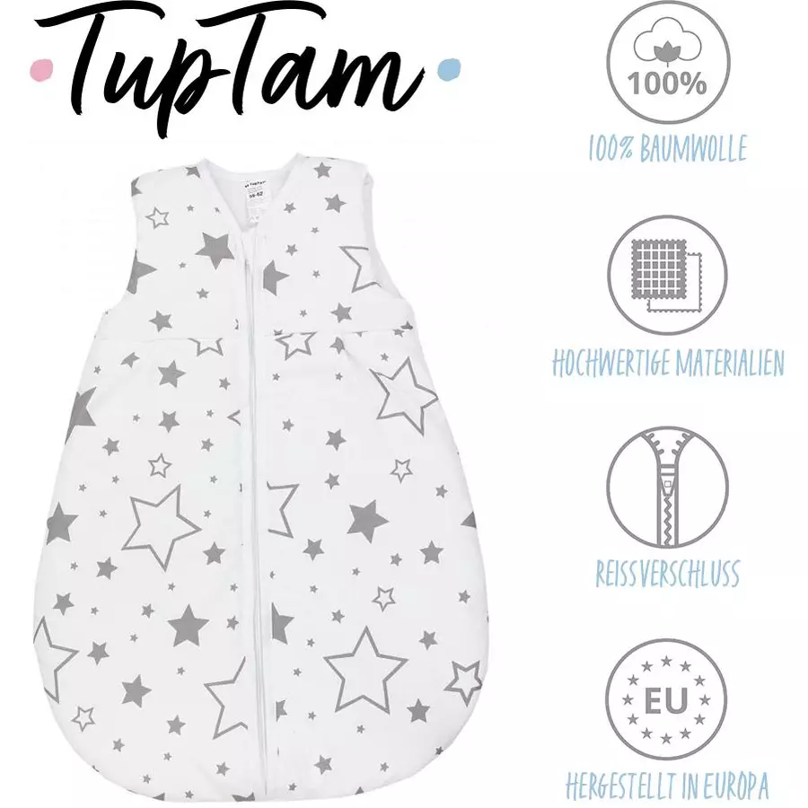 TupTam Baby Ganzjahres Schlafsack Ärmellos Wattiert weiß Modell 1