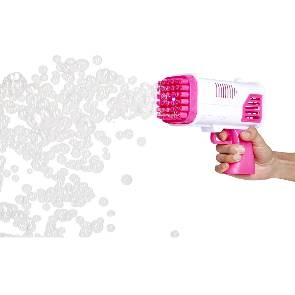 Pistolet bazooka à bulles 36 buses plastique rose