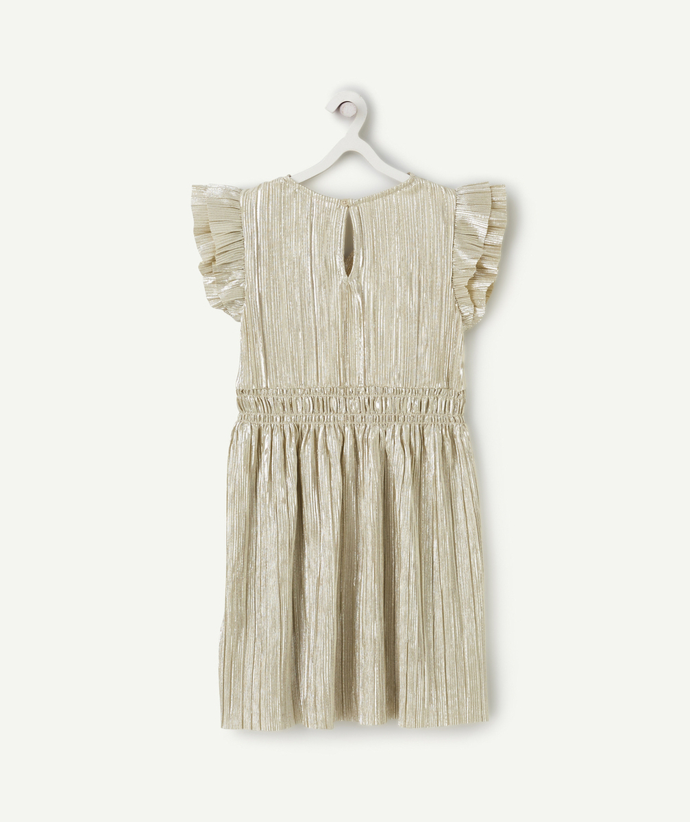 ROBE CACHE-COEUR FILLE IRISÉE AVEC DÉTAILS VOLANTÉS COULEUR DORÉE