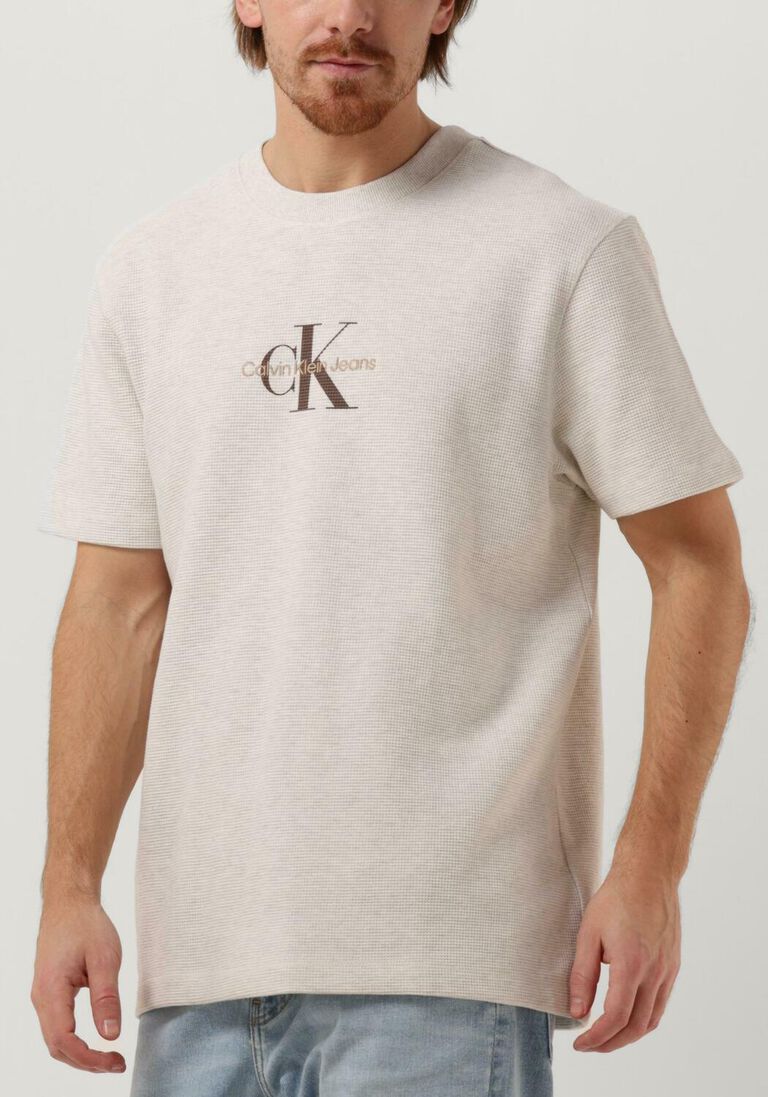 CALVIN KLEIN witte calvin klein t-shirt archival monologo waffle tee