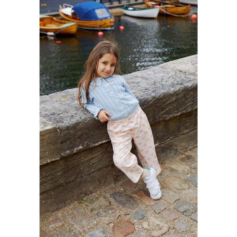 Køb COPENHAGEN COLORS Dusty Blue strikket pointelle cardigan