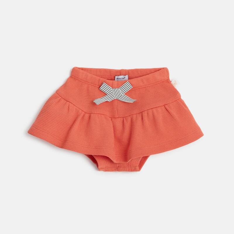 Jupe-short bébé fille en coton nid d'abeille orange Absorba Orange