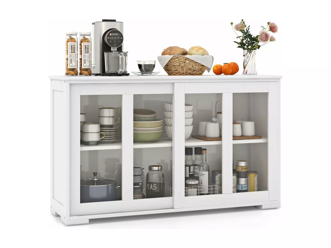 Buffet cuisine, armoire cuisine avec 2 etagères, 2 portes 107 x 33 x 64 cm (blanc)