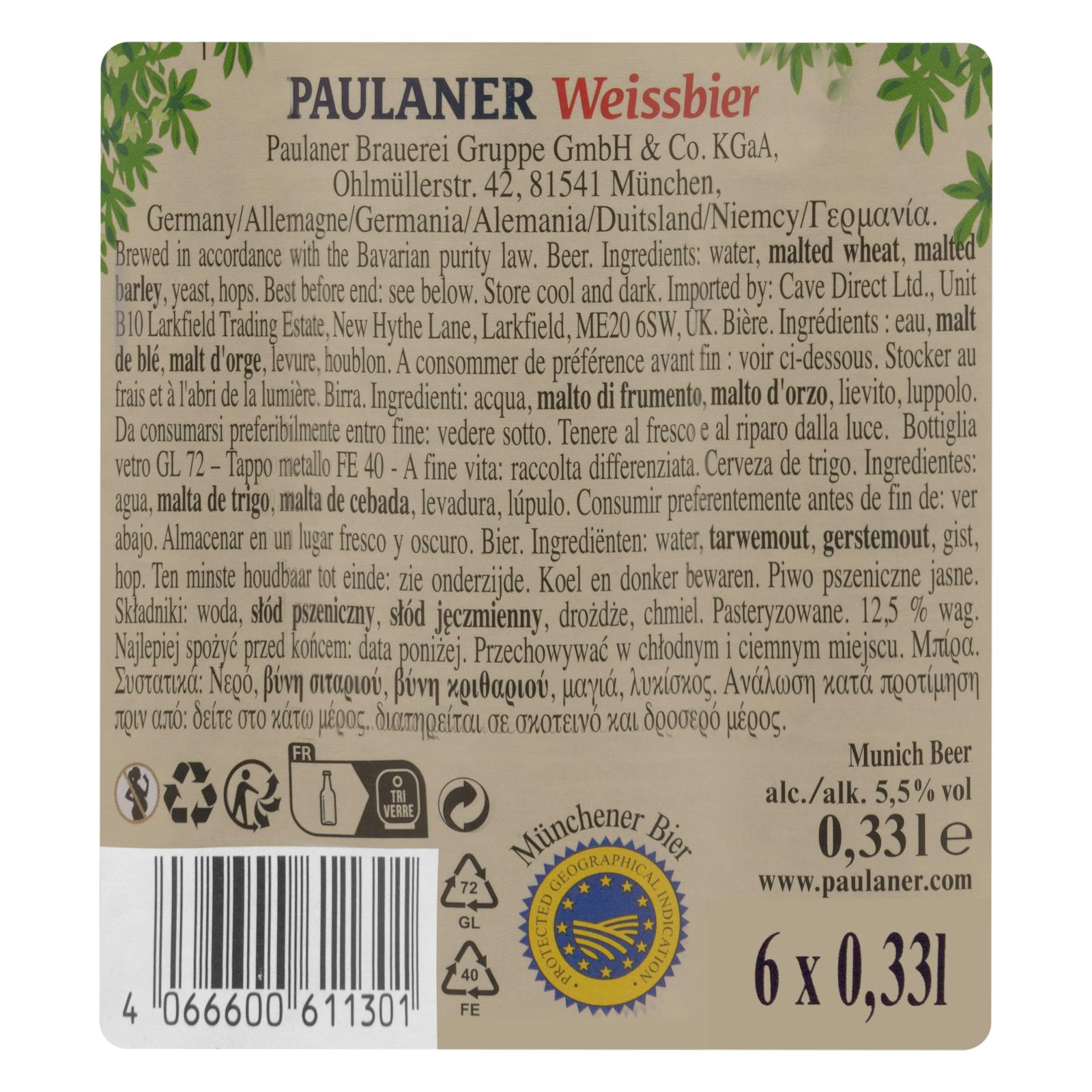 Bière de blé Paulaner
