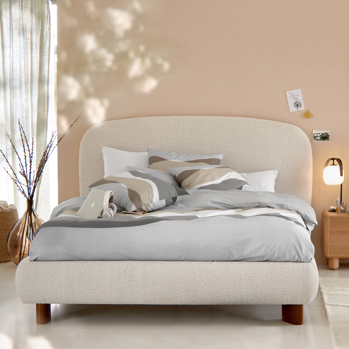 LA REDOUTE INTERIEURS<br>Cama em tecido bouclette com estrado de ripas, Mila