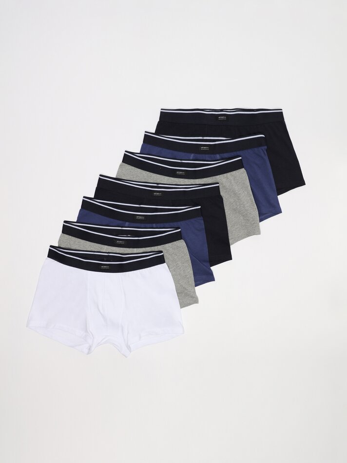 Pacote com 7 cuecas boxer lisas - Azuis