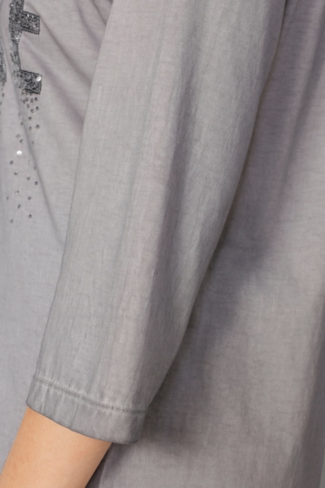 T-Shirt, AMORE Pailletten, V-Ausschnitt, 3/4-Ärmel