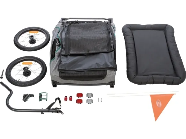 Trixie Bicycle trailer, S: 64 × 92 × 80/130 cm, grey/sage