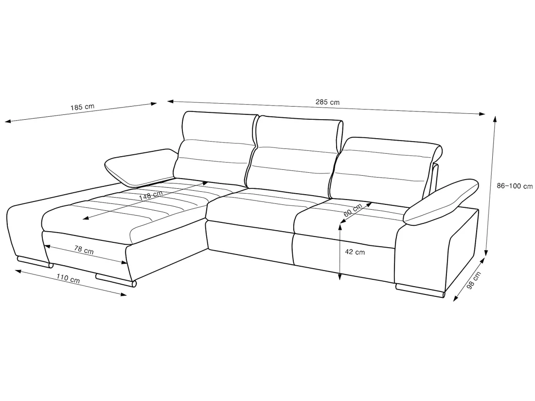 Canapé d'angle convertible en tissu et simili MIRABEAU - Taupe - Angle droit