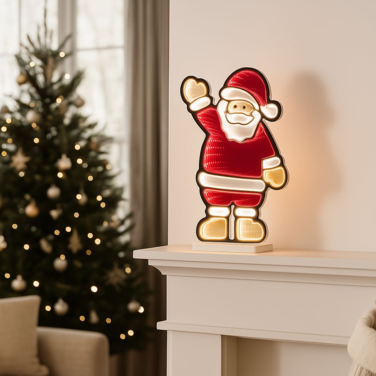 Kerst tafellamp kerstman incl. LED met timer - Infinidade
