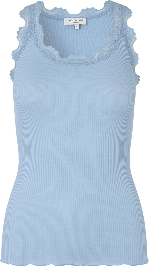 Rosemunde Silk top w/ lace Heaven blue