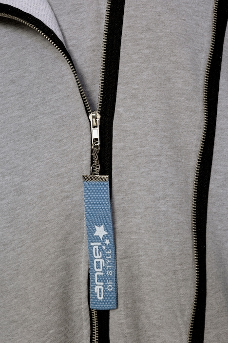Long-Sweatjacke, oversized, Rücken-Jeansbesatz mit Print, Doppelzipper