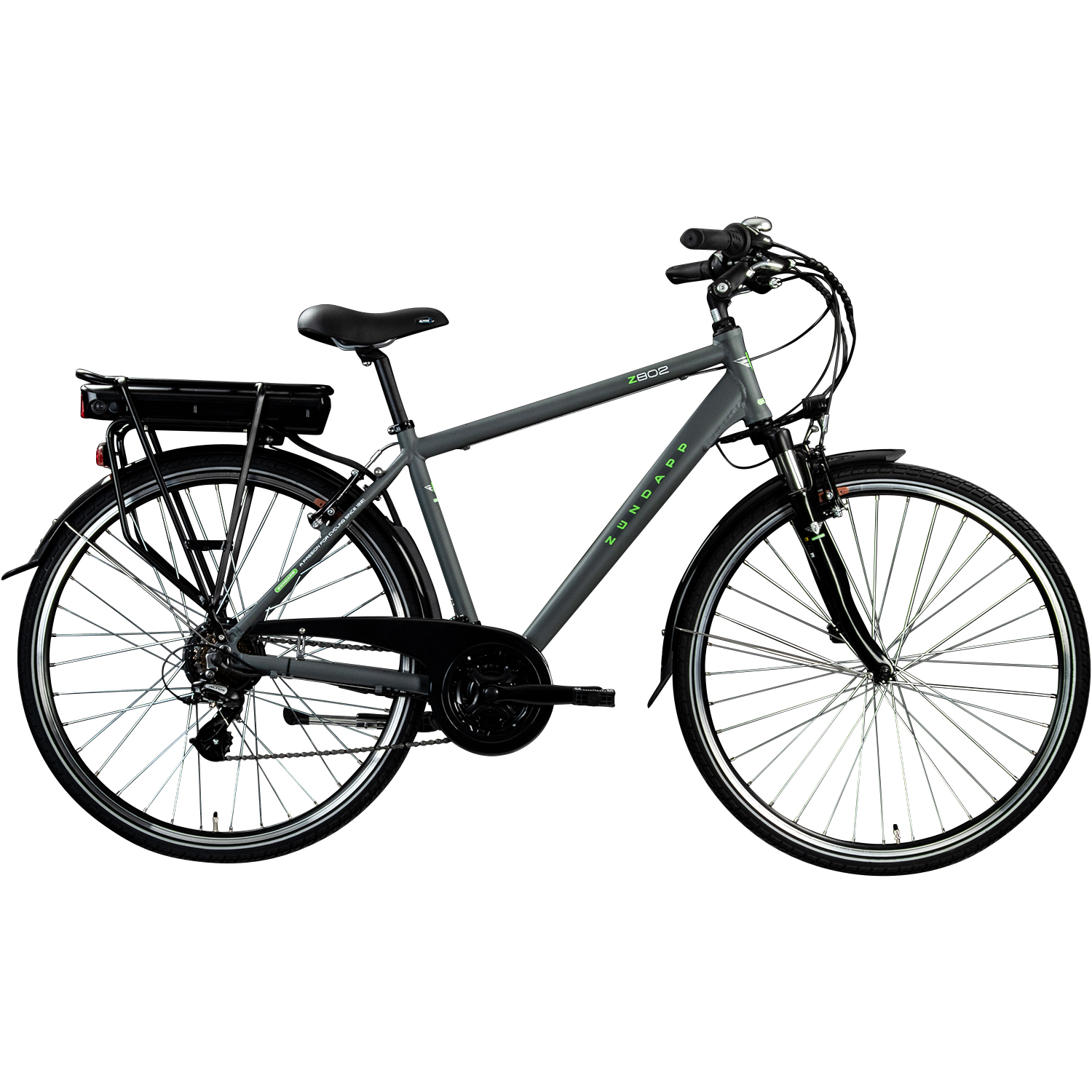 Zündapp Elektro Herren-Trekkingrad Z802 - grau-grün - 48 cm