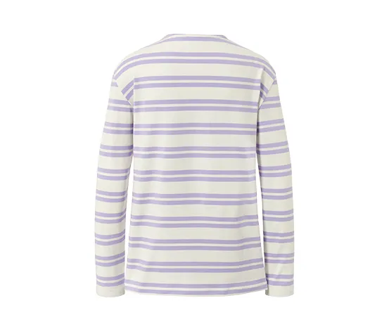 Langarmshirt, lila-cremefarben gestreift