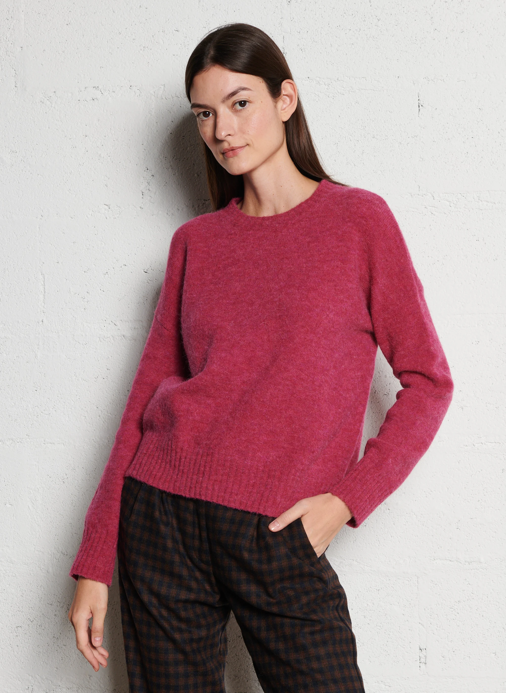 MATRIX - Pull col rond en laine mélangée | Rose
