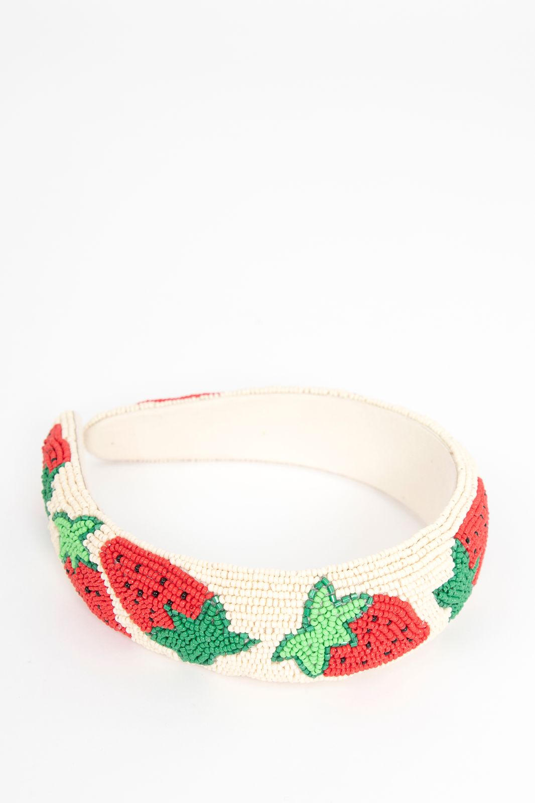 Witte haarband met kraaltjes en aardbeien