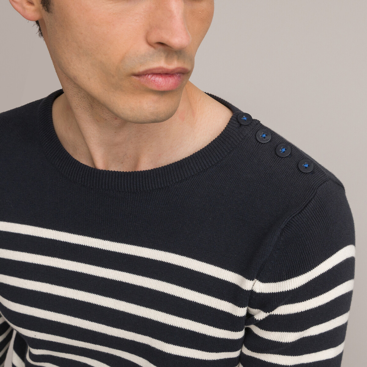 COLEÇÕES LA REDOUTE<br>Suéter Signature azul-marinho em algodão orgânico