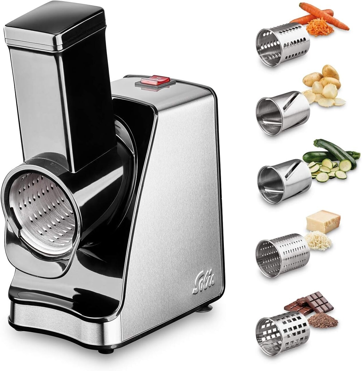 Solis Zerkleinerer 350W, 5 Trommeln Reiben, raspeln, schneiden, mahlen