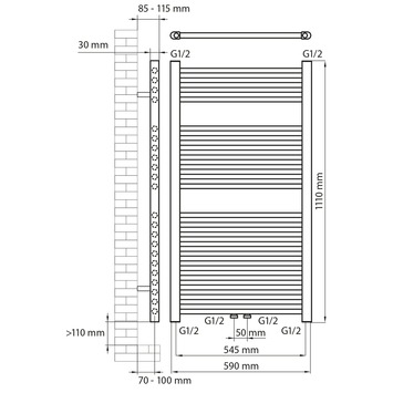 Haceka designradiator Gobi petrol 565 Watt 111x59 cm