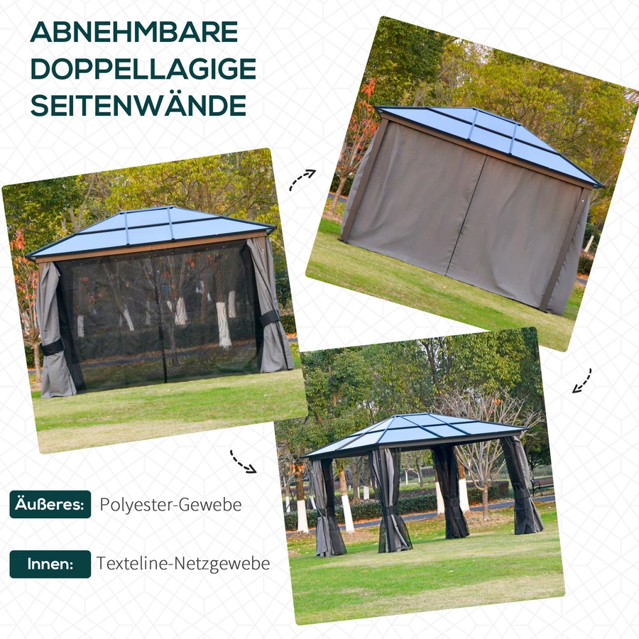 Outsunny Pavillon mit zwei unterschiedlichen Wandarten bunt
