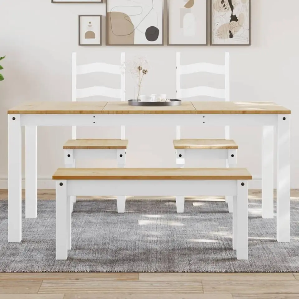 vidaXL Eettafel Panama - Rechthoekige tafel - Wit - Grenenhout - 160x80 cm