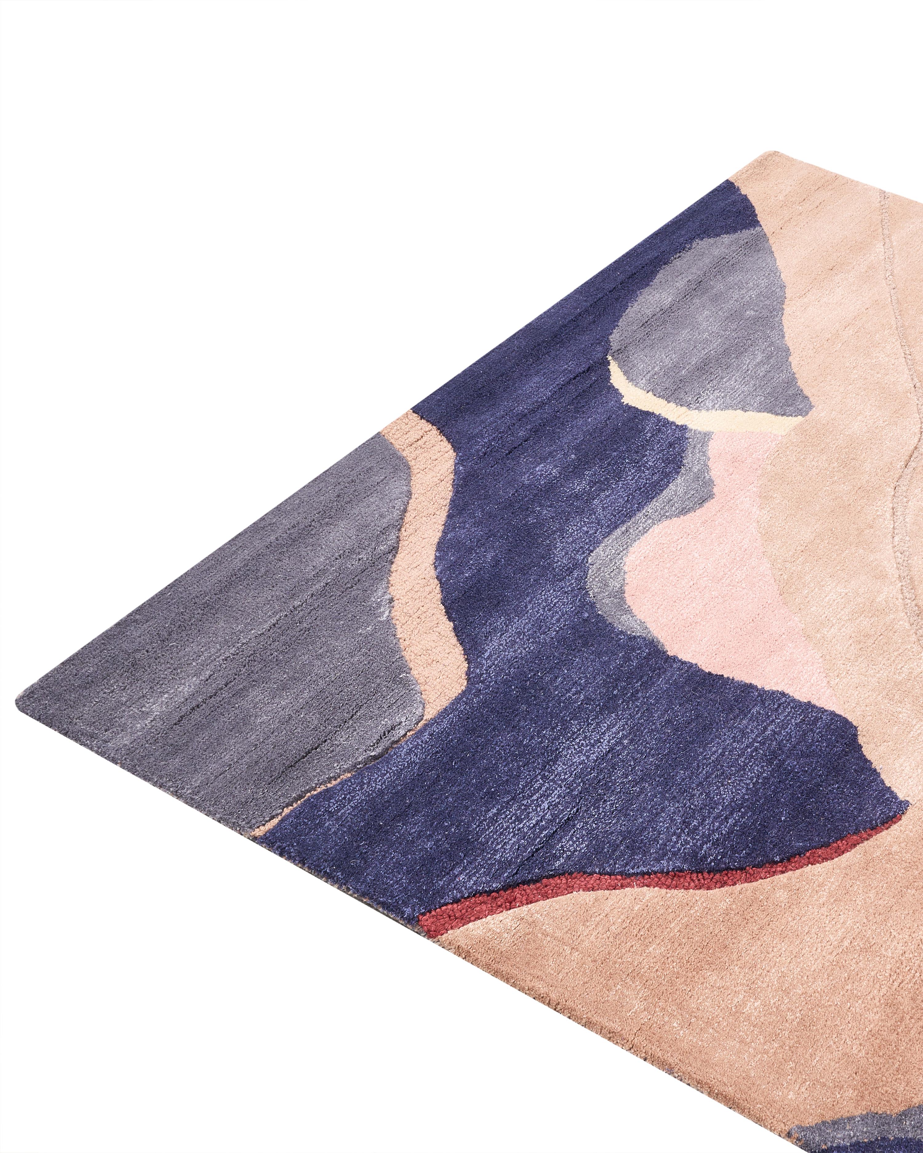 Vloerkleed ALMORA Beige/blauw 160 x 230 cm Viscose