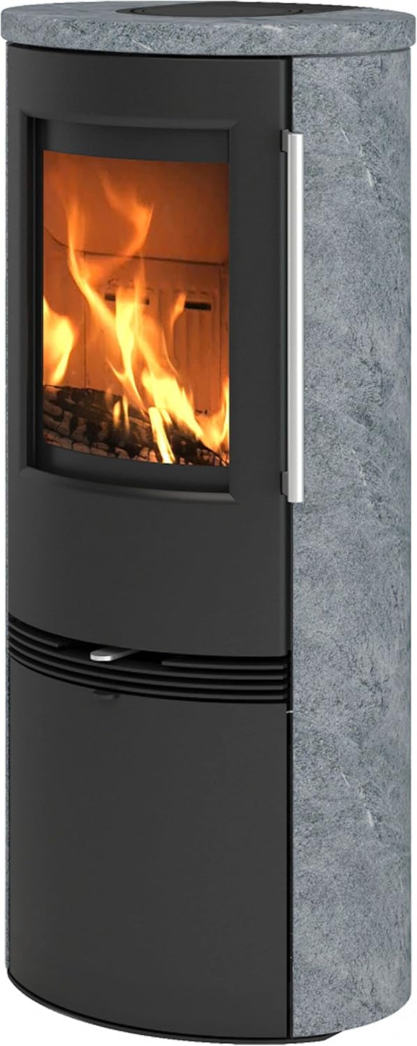 Moderner Speckstein Kaminofen TermaTech TT21RHS mit 5 kW Schwarz Holzofen
