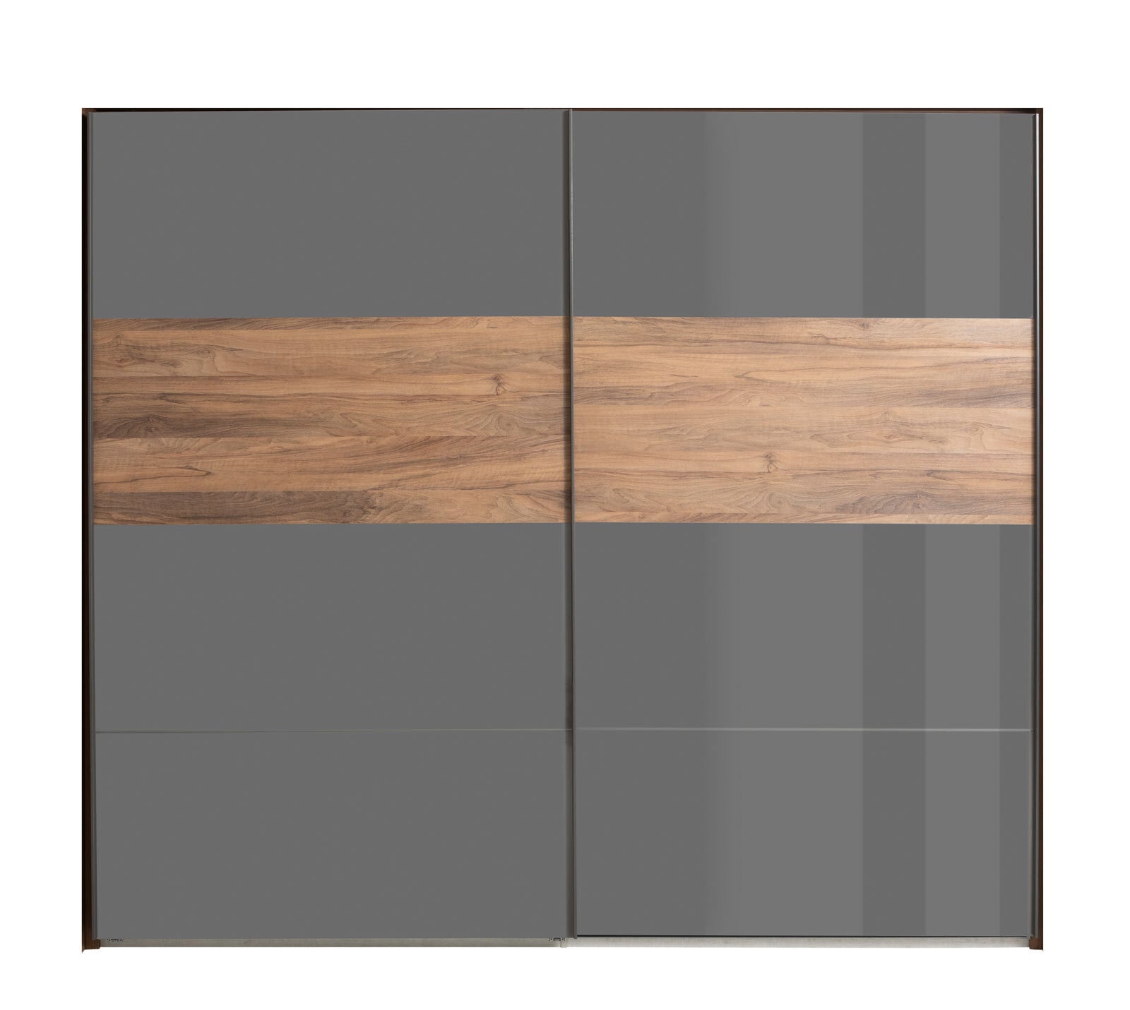 Schwebetürenschrank INFINITO Brera Nussbaum/ Hochglanz grau