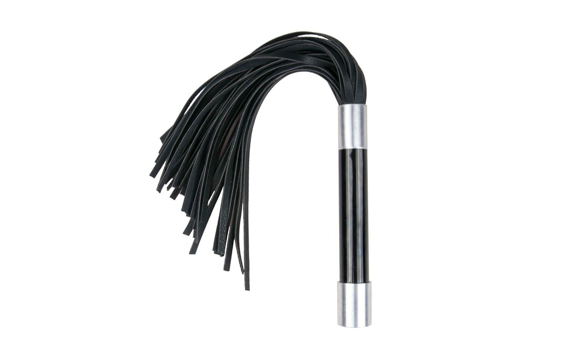 Riemenpeitsche mit Metallgriff SchwarzHochwertiges Sextoy für erotische Bondage-Spiele
