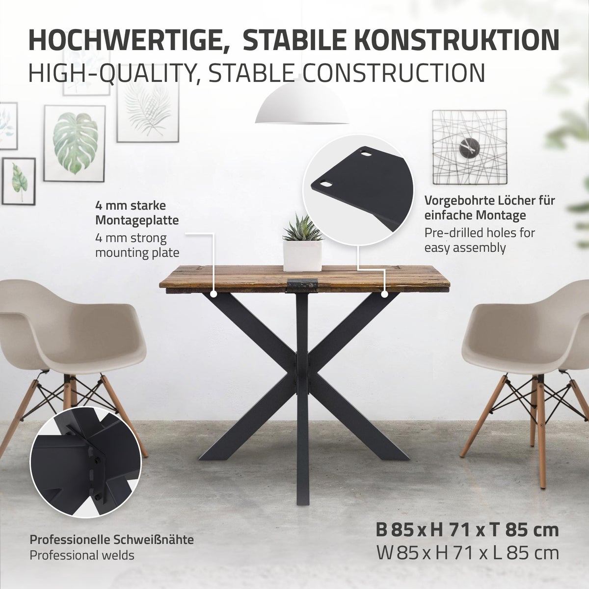 ML-Design Spider Tafelframe 85x71x85 cm, Zwart, Kruisframe X-Design Tafelpoten Meubelpoten, Robuuste Stalen Tafelsleden, Metalen Tafelpoten, DIY Eettafel, Industrieel Ontwerp, Eenvoudige Montage
