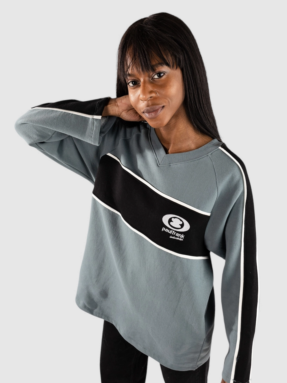 Daisy Street x Paul Frank Relaxed Long Sleeve Industries Washed Sweate teal