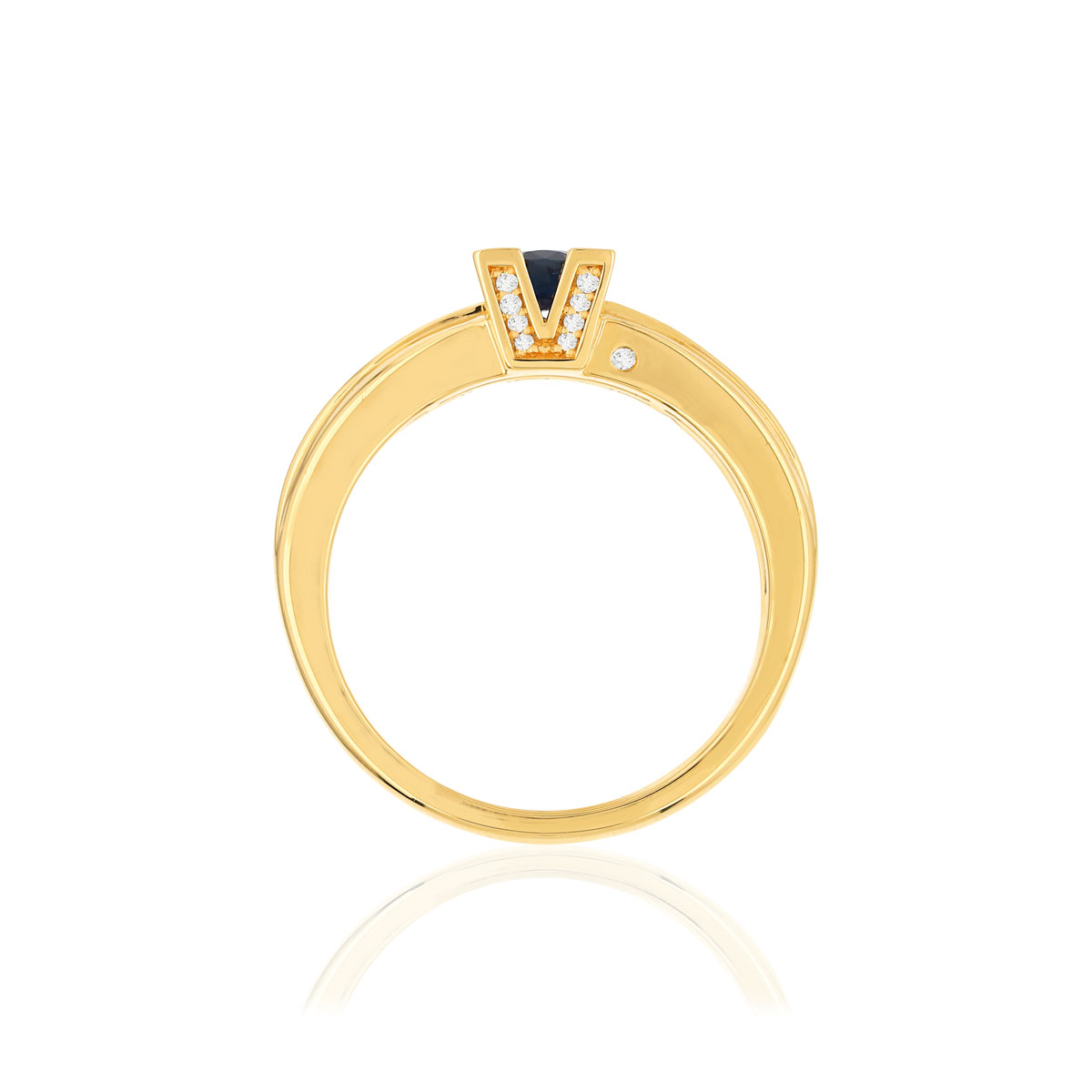 Bague VAN BRILL or jaune 750, saphir, diamants.