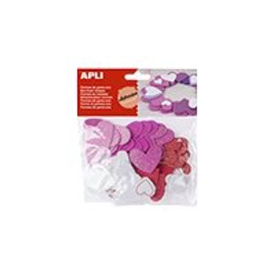 Apli - Sachet de gommettes en mousse - motifs cœurs - blanc, rouge, rose