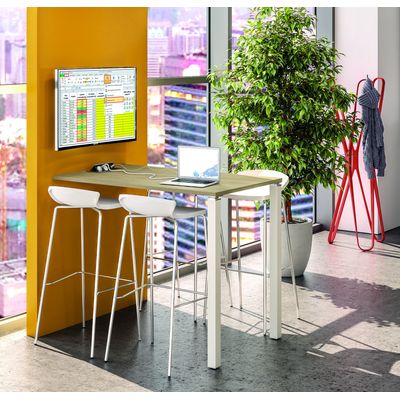 Table Lounge - L120xH105xP60 cm - 2 Pieds carbone - plateau imitation chêne clair