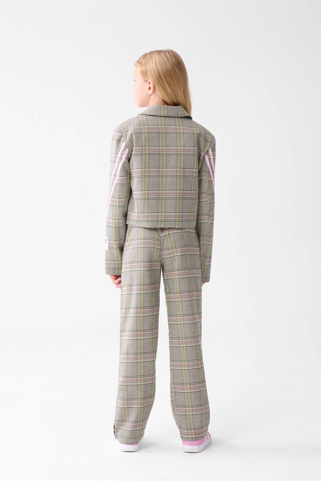 Shoeby geruit jasje ecru/zwart/geel