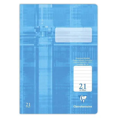 Clairefontaine Heft A4, Premium liniert ohne Rand, Folie kaschiert, 90 g, 16 Blatt