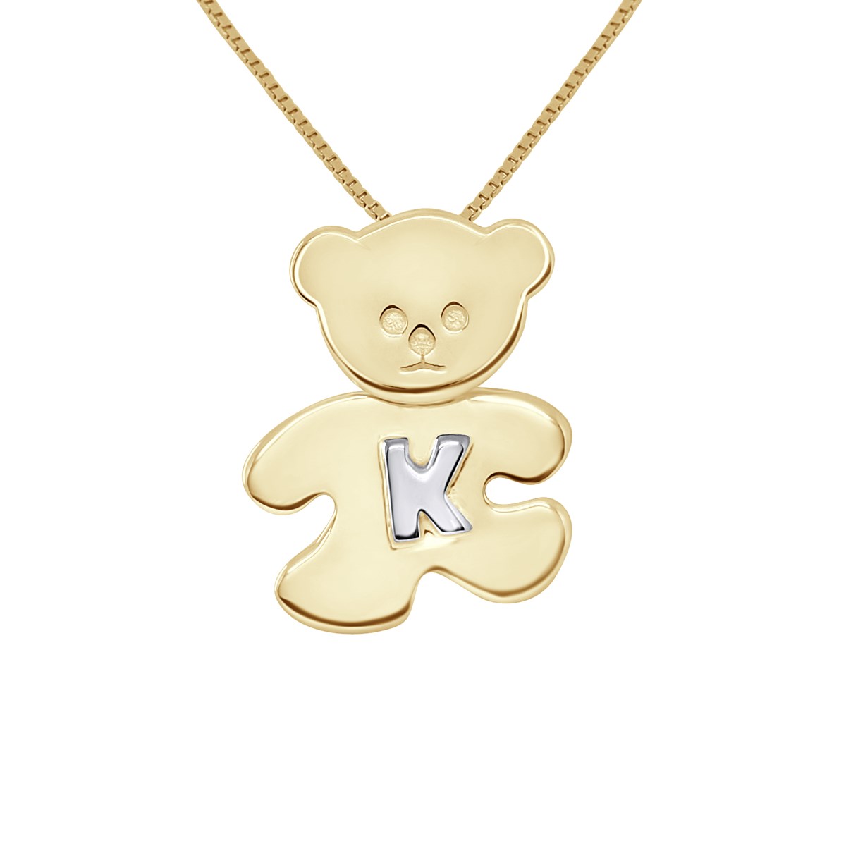 Pendentif OURSON plaqué Or Jaune - Lettre K Argent
