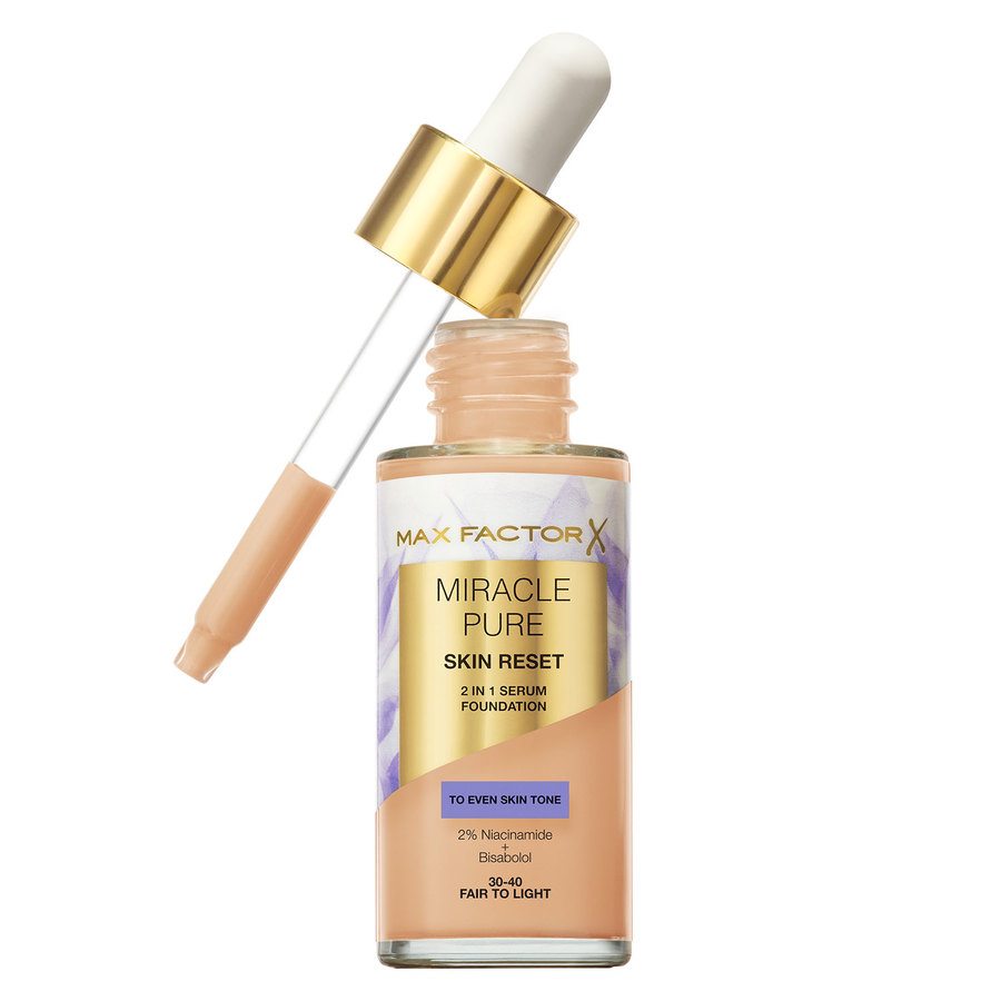 Max Factor Miracle Pure Skin Reset 2 In 1 Serum Foundation Fair To Light 30ml